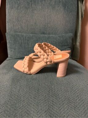 Dolce Vita Braided Block Heel Sandals in Cream